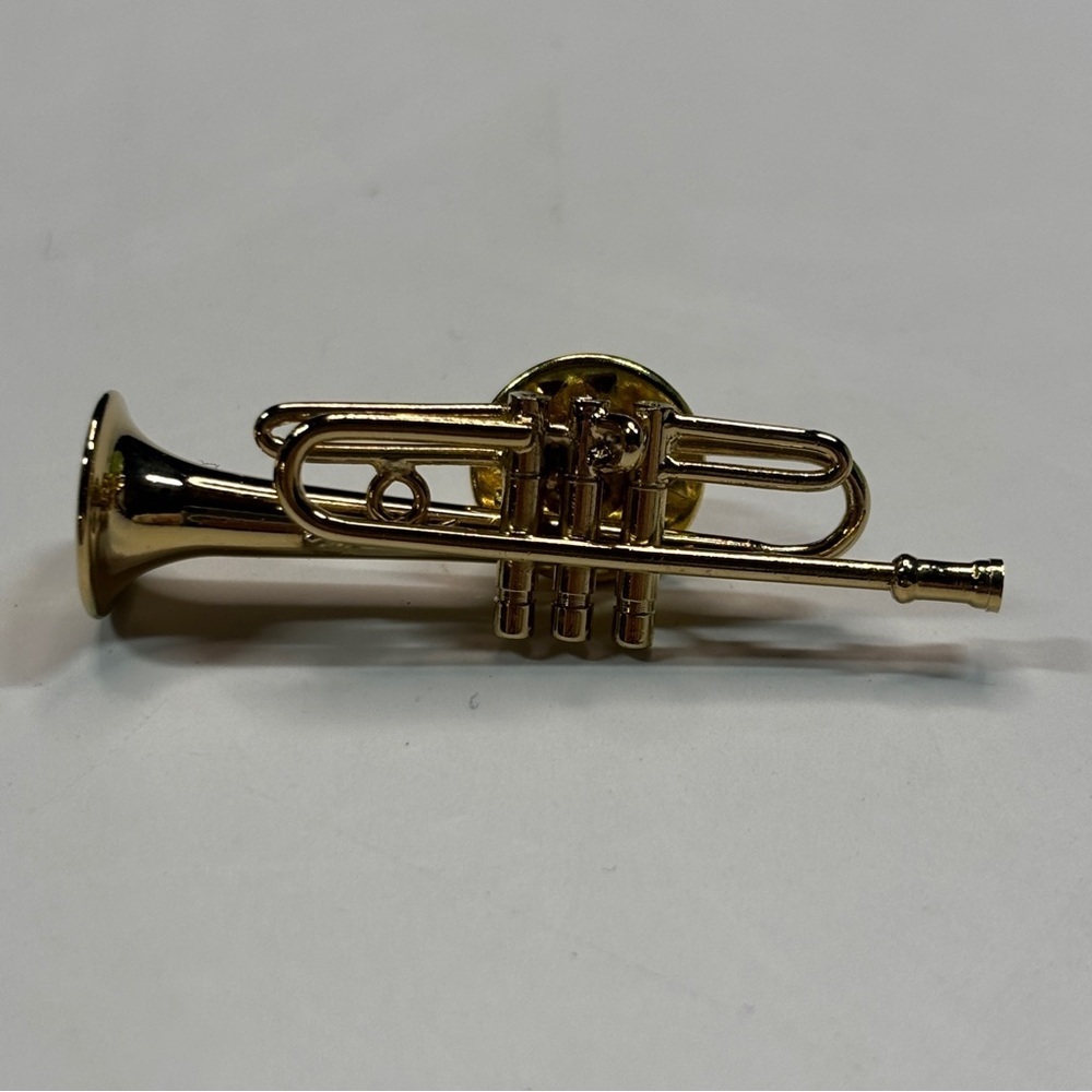 Vintage BAND Trumpet Tie Tack Pin Men Costume Jewelry in Display Box - Picture 6 of 11